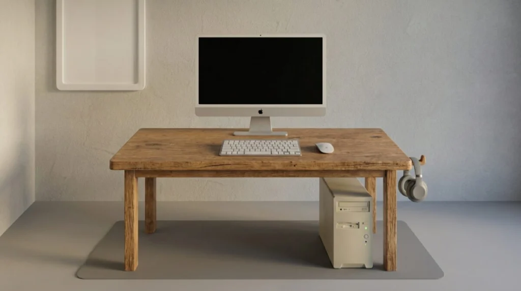 A normal desktop computer on the table